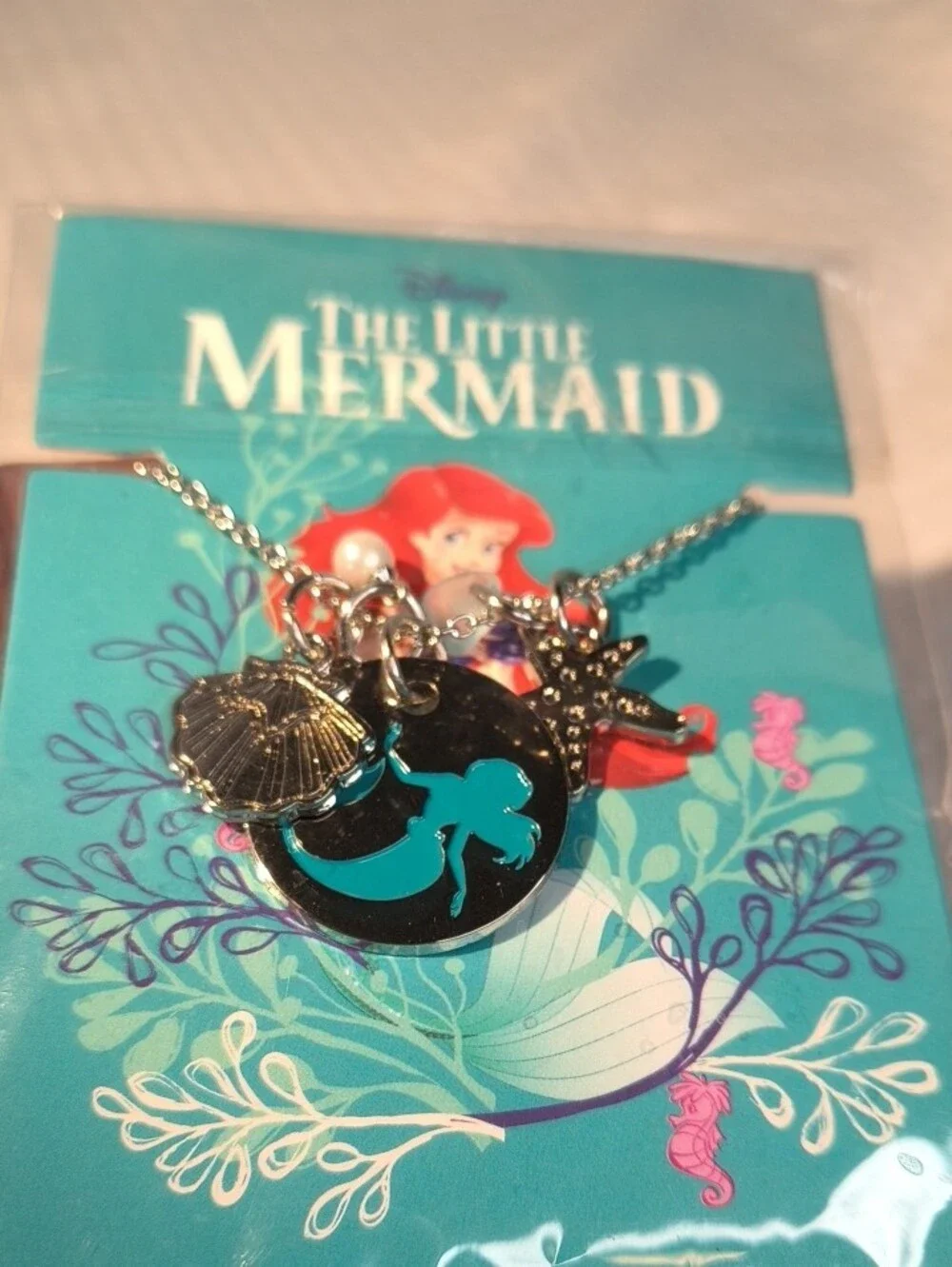 Disney The Little Mermaid Ariel Pendant Necklace - Teal & Silver